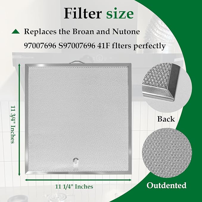 Stove Hood Vent Filter 11-1/4" x 11-3/4" BPQTAF S99010316 Compatible with Broan Range Hood Filter Replacement - 2 Pack