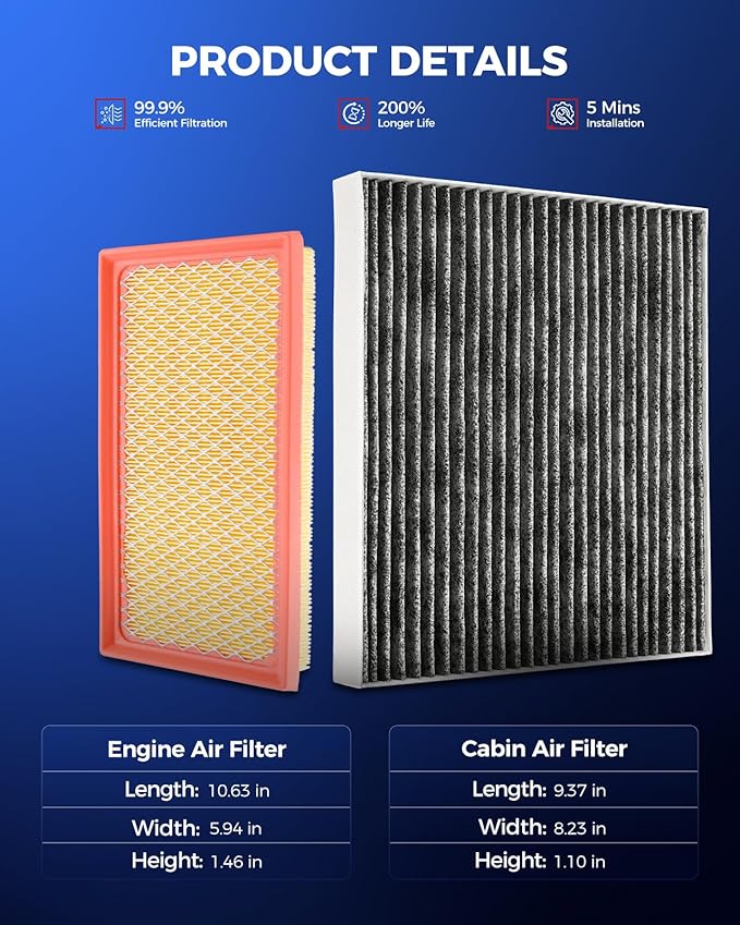 KAX Engine & Cabin Air Filter Kit, Replacement for Toyota C-HR 2018-2022, Replace# CA12289 CF12214