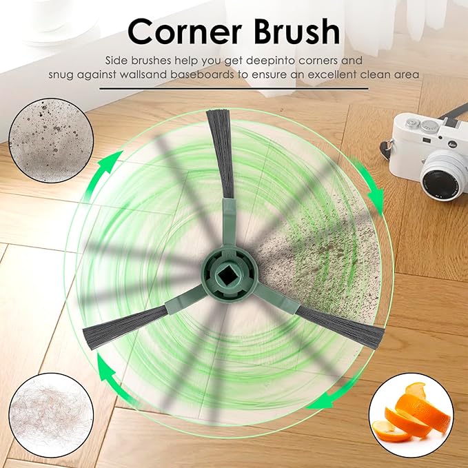 (7 Pieces) Roomba 104 105 Combo Q0520 Replacement Parts Compatible with iRobot Roomba Essential Vac 2 robot + AutoEmpty Dock Q0520, 1 Roller Brush, 2 Side Brushes, 2 HEPA Filters, 2 Dust Bags