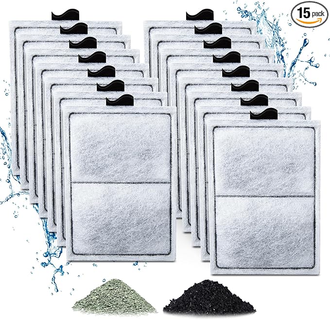 15 Pack PF-L Filter Cartridges Compatible with Top Fin Silenstream PF20, PF30, PF40 and PF75 Power Filters, Remplacement Aquarium Carbon Cartridge with Zeolite