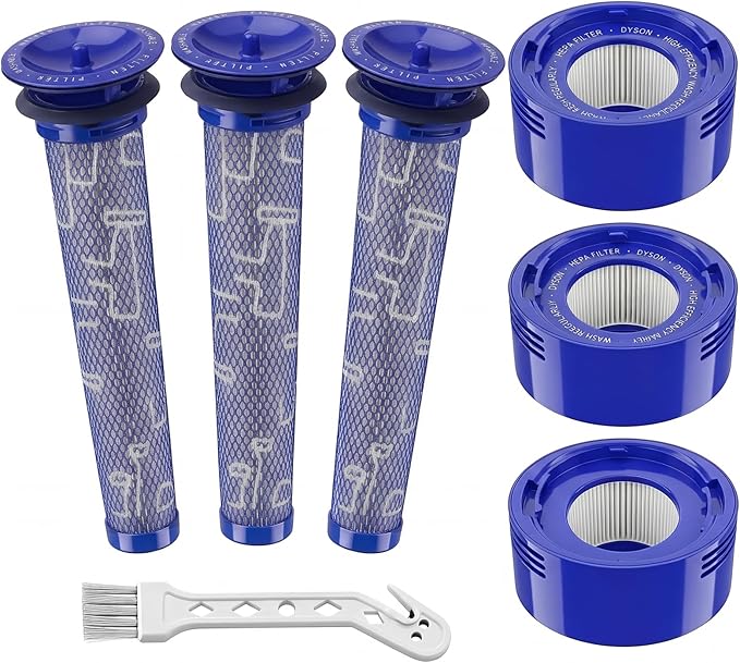 6 Pack Vacuum Filter Replacement Kit for Dyson V7, V8 Animal and V8 Absolute Cordless Vacuum, 3 Post Filter, 3 Pre Filter, Replaces Part # 965661-01 & 967478-01
