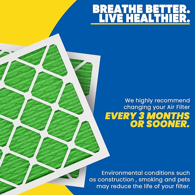 Maycold MERV 13 10x20x1 Air Filter (4-Pack), High-Efficiency Pleated AC & Furnace Filters, Actual Size: 9.70” x 19.70” x 0.75”, Individually Wrapped in Plastic