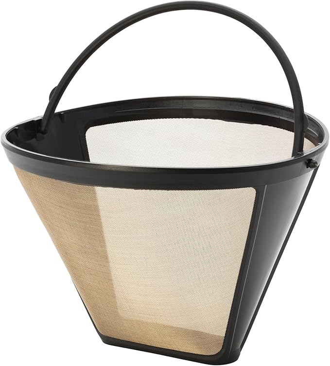 Fino Gold Mesh Permanent Coffee Filter, Number 4-Size Filter, Brews 8 to 12-Cups