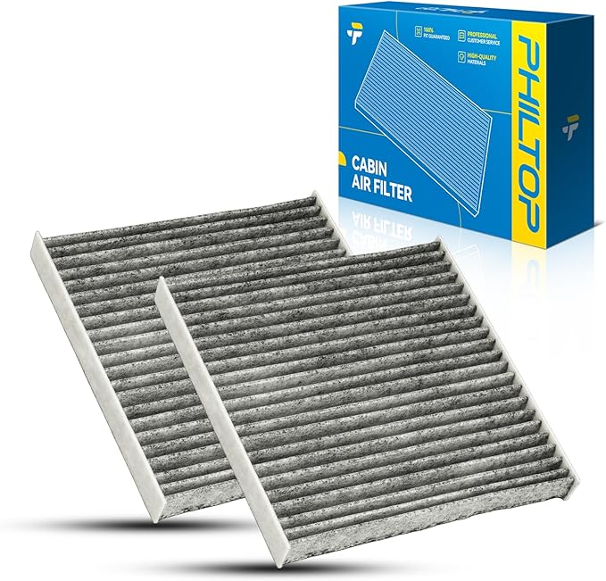 PHILTOP HEPA Cabin Air Filter w/Activated Carbon, Compatible with CF11766 Mitsubishi Mirage 2014-2015 2017-2024, Mirage G4 2017-2024, Filter Up Dust Pollen Odor, 2 PACK