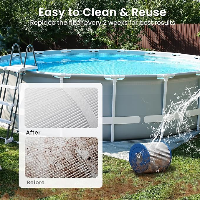 Future Way 6-Pack Type H Pool Filter Cartridge Replacement for Intex 330 GPH Filter Pump for Above Ground Pools