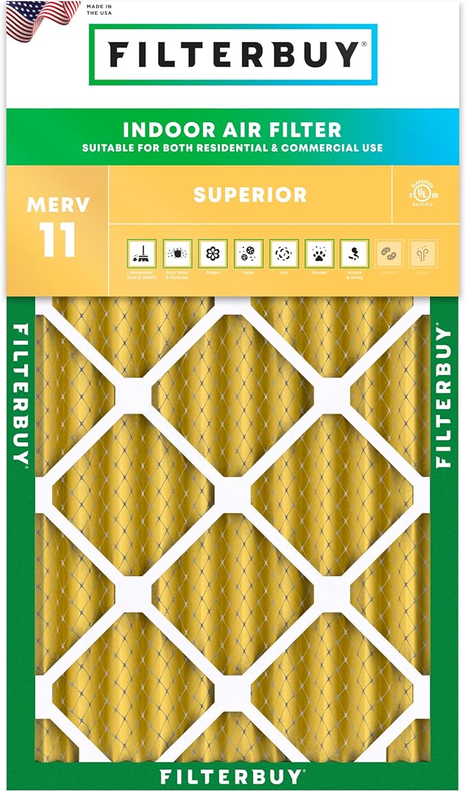 Filterbuy 20x30x4 Air Filter MERV 11 Superior Pet & Allergy Defense (1-Pack), Electrostatic Pleated HVAC AC Furnace Filters Replacement, Made in USA (Actual Size: 19.50 x 29.50 x 3.63)