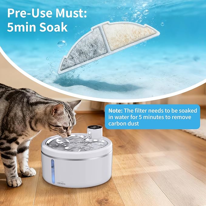 8 Pack Cat Water Fountain Filters, Cat Fountain Replacement Filters for 3L/102oz or 2.5L/84oz Cat Water Fountain, for W03B Pet Fountain