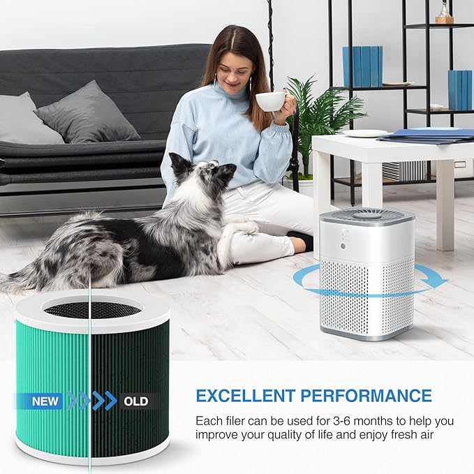 4 Pack HY1800 Replacement Filter Compatible with CHIVALZ/MORENTO/Loytio/Honeyuan/AYAFATO/IOIOW HY1800 Air Purifier, 3-in-1 Filtration System HY1800 Replacement Filter
