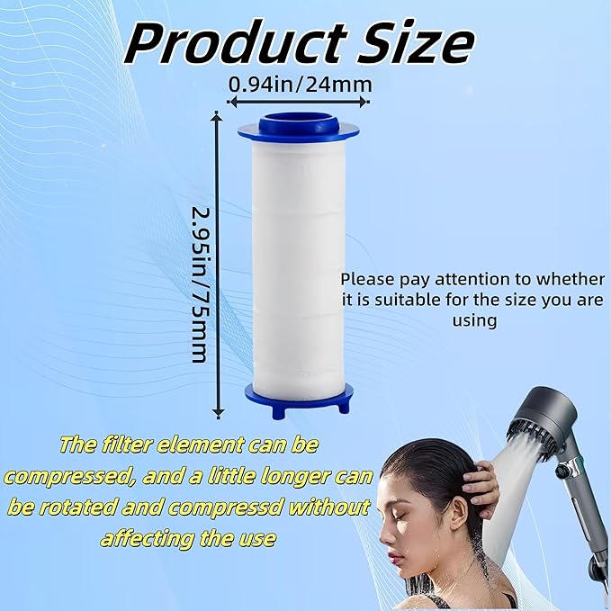 10Pcs Shower Head Filter Drivese, 2.95 Inch Ion Shower Dropse Head Filter PP Cotton Replacement Cartridge, Water Filter Core Cotton For Handheld Showerheads.
