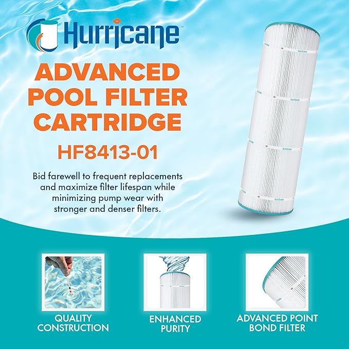Hurricane Filters HF8413-01 Advanced Pool Filter Cartridge - Replacement for PWWPC125B, Unicel C-8413, Filbur FC-2575, Waterway Proclear 125, Sta Rite Posi Clear PXC-125