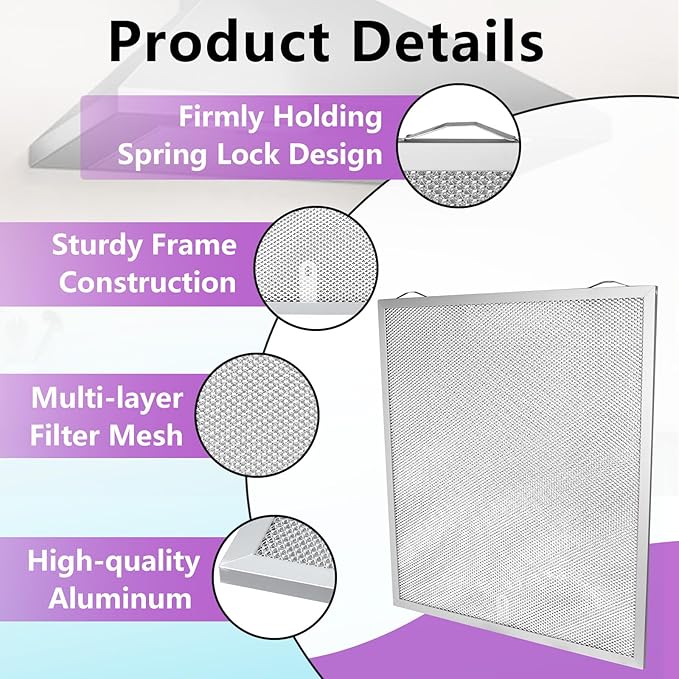 2PCS S99010430-002 Range Hood Filter Compatible with Broan Nutone HPFA -130 Range Hood, 13-7/8'' x 15-3/4" 4512880 Aluminum Grease Filter Replacement for Absorb Grease