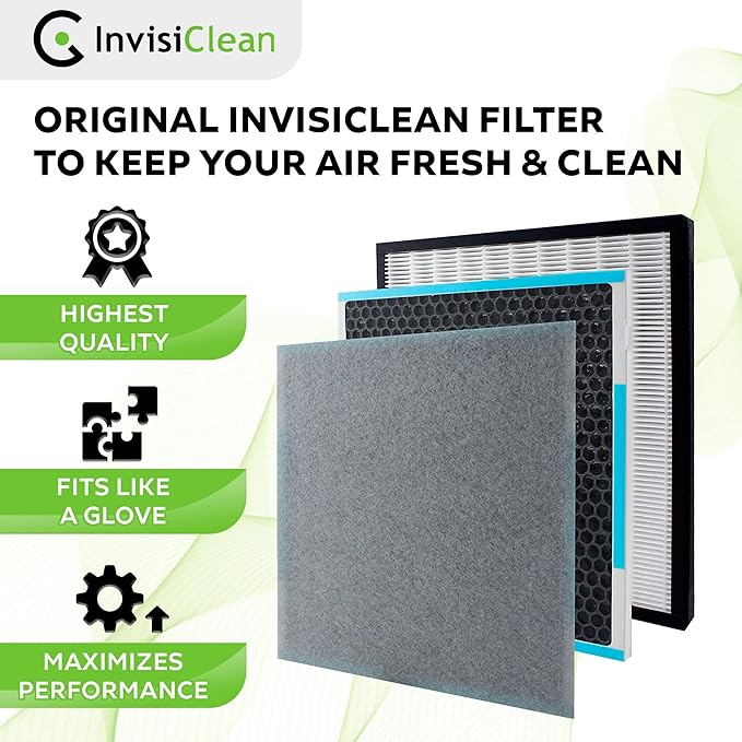 InvisiClean True HEPA/Activated Carbon Replacement Filter - Genuine Filter for InvisiClean Aura IC-5018 and Sensa IC-5120 Air Purifiers