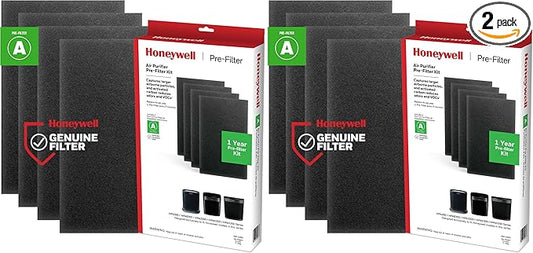 Honeywell HRF-A300 Pre-Filters for Air Purifiers, Activated Carbon Reduces Household Odors and VOCs, Compatible with Select Honeywell HEPA Air Purifiers, 4 Count (Pack of 2)