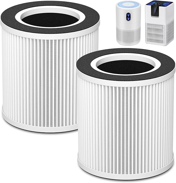B-D02L/M05 Replacement Filter, Compatible with MOOKA B-D02L & M05, for VEWIOR B-D02U, for KOIOS B-D02L, for Tailulu D10 Air Purifier, 2 Pack Basic Filter, White