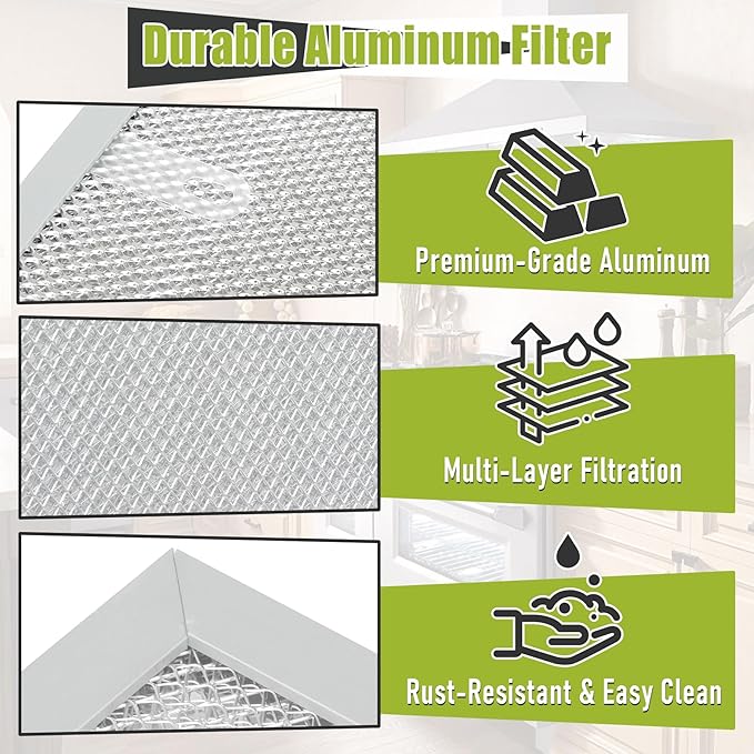 W11177751 W10419114 Aluminum Range Hood Filter (11-1/2" x 17-1/4" x 3/8") Compatible with Whirlpool UTX5230BDS0 UXT5230BDS1,etc Replace W10834041-2 Pack