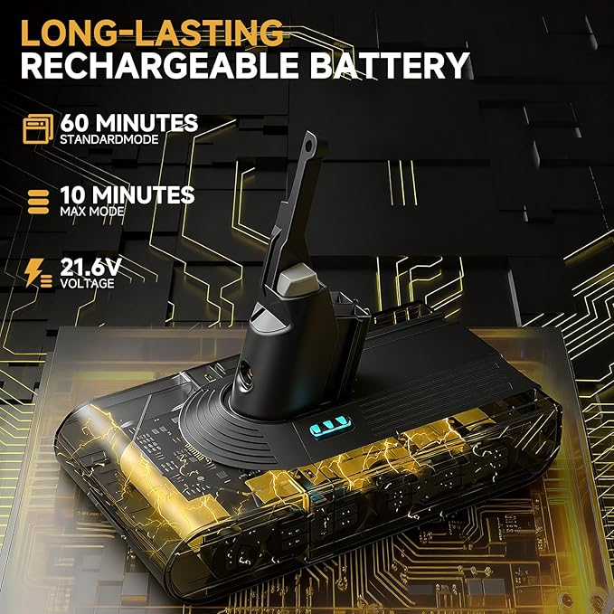 Upgraded 9000mAh V8/SV10 Battery Replacement Compatible with Dyson V8 Animal/Absolute/Motorhead/Fluffy Series Cordless Vacuum Cleaner with 4 Filters (3 Pre + 1 Post).