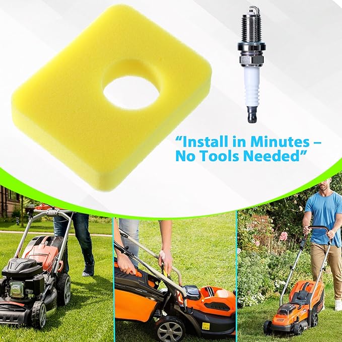 Air Filter Replacement Foam Cleaner Kit for Small Engine Lawn Mowers, Compatible Replacement Part, Includes Spark Plug, Replaces 799579 5434 4248