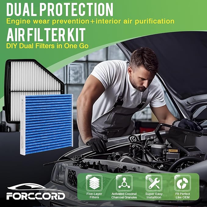 Cabin & Engine Air Filter Combo Fit for Honda HR-V HRV 2016-2022 (1.8L Gas) Activated Carbon Cabin Filter Replace#CF11182 CA12052 Air Filter Car Accessories