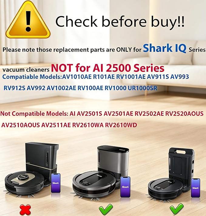 24pcs Big-Kit Replacement Part Accessories Compatible for Shark IQ R101AE RV1001AE AV912S AV1002AE RV100AE UR1000SR Side/Sweep Brush Filter Main/Roller/Cover/Self-Clean Base Filter