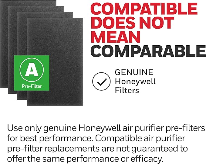 Honeywell HRF-A300 Pre-Filters for Air Purifiers, Activated Carbon Reduces Household Odors and VOCs, Compatible with Select Honeywell HEPA Air Purifiers, 4 Count (Pack of 2)