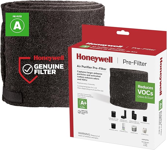 Honeywell Premium Odor-Reducing Air Purifier Replacement Pre-Filter Roll with Cutting Templates, Air Filter, HRF-APP1 (A+), Black