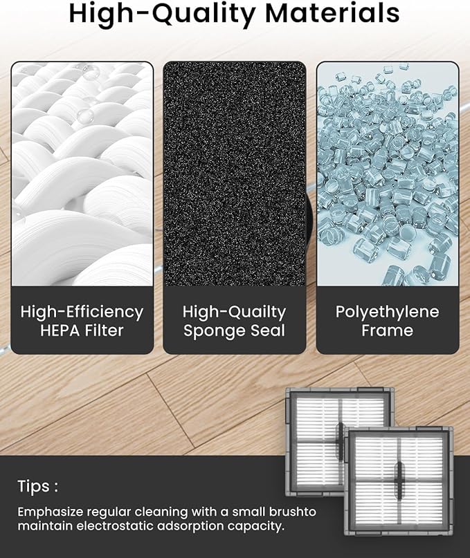 4-Pack Replacement HEPA Filters Compatible with Roborock Q10 S5/Q10 S5+/Q10 X5/Q10 X5+ Robot Vacuum Cleaner | Replacement Washable Filters | Canister Filter Accessories Kit, Upright Filter