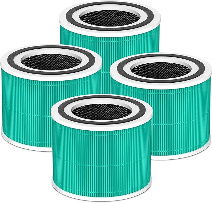 240 Replacement Filter Compatible with 240 Air Purifier, 3-in-1 High-Efficiency Filtration with Activated Carbon for Air Pollutants, Odor and Smoke, 4 Pack, Green, For Home Office Livingroom Bedroom