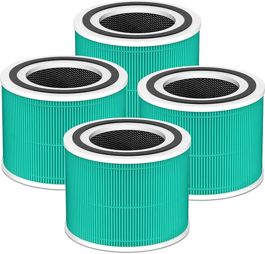 240 Replacement Filter Compatible with 240 Air Purifier, 3-in-1 High-Efficiency Filtration with Activated Carbon for Air Pollutants, Odor and Smoke, 4 Pack, Green, For Home Office Livingroom Bedroom