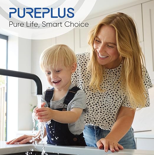 PUREPLUS 2-Stage Whole House Water Filtration System, Reduces Iron, Manganese, Chlorine & Odor, 10" x 4.5" Blue Housings, 1" Inlet/Outlet, RFN Iron & Certified CTO Carbon Filters