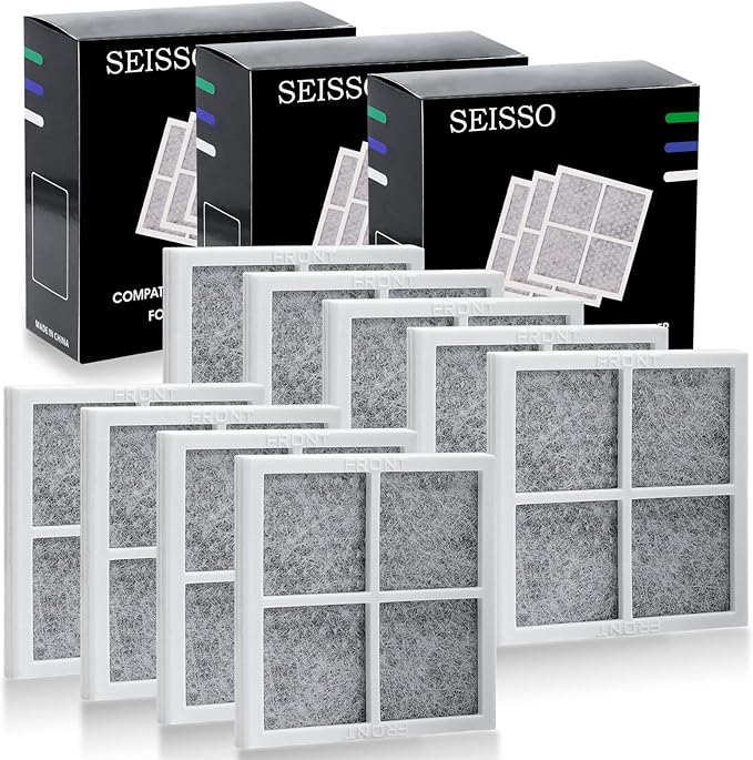 SEISSO LT120F Fresh Refrigerator Air Filter Replacement for LG, Compatible with Kenmore - Freshen up Refrigerator Air, Absorb Odors - 9 Packs