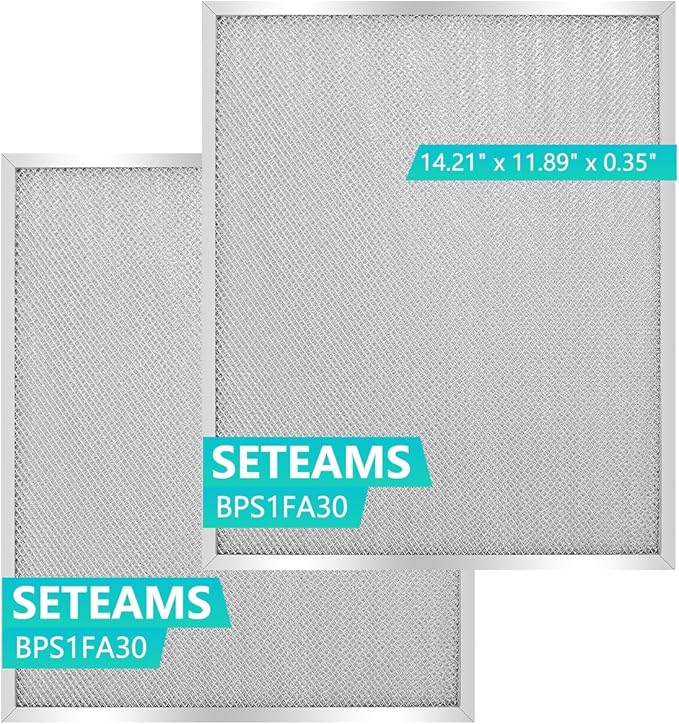 2-Pack BPS1FA30 Range Hood Filter 11-3/4" x 14-1/4" Aluminum Frame, Compatible with Broan NuTone Allure QS1 QS2 WS1 30" Hood, Replaces 99010299 BPS2FA30 S99010305 AP3378953 by seteams