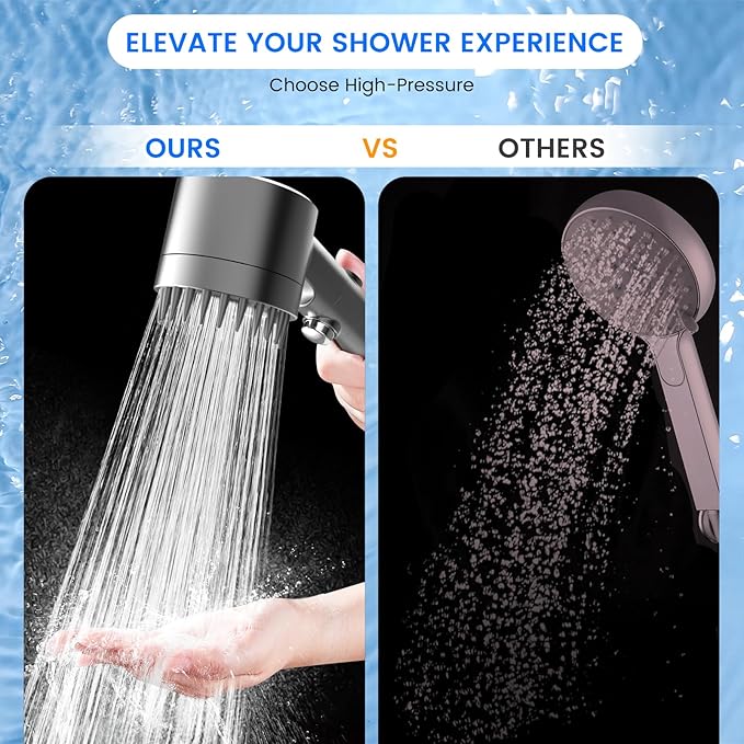 PWERAN Filtered Shower Head with Handheld, High Pressure Water Flow and Multiple Spray Modes Shower Head with Filter, Power Wash for Hard Water, Showerhead with ON/OFF Switch for Pets Bath