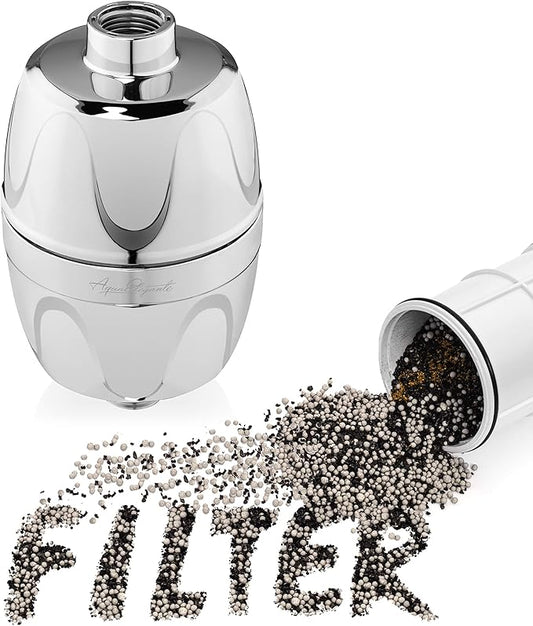 Aqua Elegante Shower Water Filter - Chlorine Showerhead Filters Using Only Proven Ingredients, Universal Home Purifier And Filtered Softener System Best for Skin and Hair - Polished Chrome