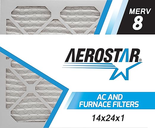 Aerostar 14x24x1 MERV 8 Air Filter, 6 Count, ACTUAL SIZE (13.50 x 23.50 x 0.75), HVAC, Air Conditioning & Furnace Filter Captures Dust, Lint & Pollen (MPR 600 / FPR 5), Made in USA