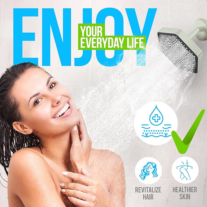AquaHomeGroup Luxury Rain Shower Head with Filter - Reduces Chlorine, Rust and Sediment - Vitamin C E and A - High Pressure - Spa Effect - Brushed Nickel