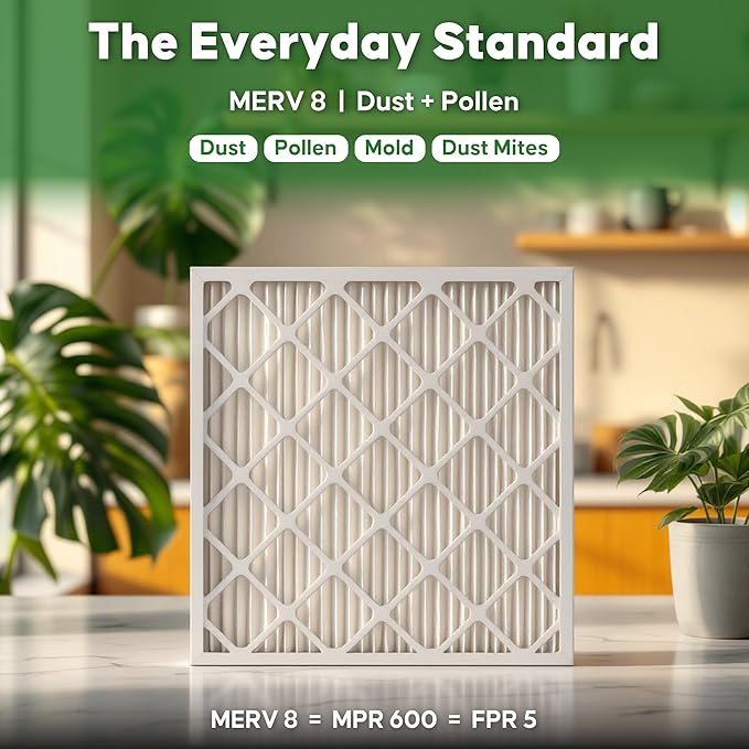 Aerostar 10x20x1 MERV 8 Pleated Air Filter, 4 Pack, AC Furnace Filters, HVAC Filter, Air Conditioner Filters, Heater Filters Replacement for Home (Actual Size: 9.5x19.5x0.75)