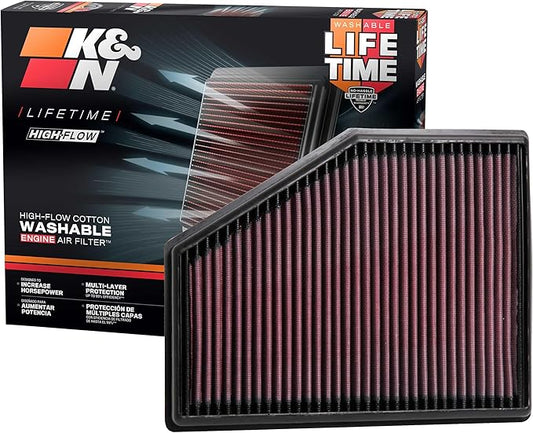 K&N High-Flow Original Lifetime Engine Air Filter: Increase Power: Premium, Washable: Compatible with 2015-2026 BMW: (See Product Description for Select Models) 33-3079