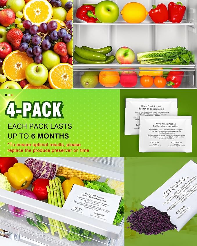 W10346771A Refrigerator Deodorizer Refills, Fridge Deodorizer Compatible with Fresh Flow Refrigerator Air Filter For 2117689 AH3503014 EA3503014 PS3503014 P1KC6R1, 4 Packets- 2 Pack