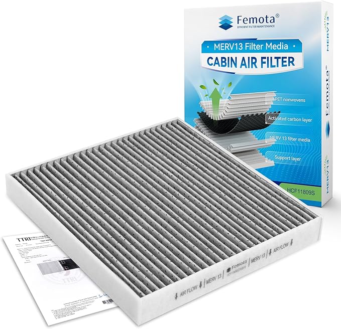 Certified MERV 13 Cabin Air Filter with Activated Carbon, CF11809 for Chevrolet Silverado, Suburban, Tahoe, GMC Sierra, Yukon,Yukon XL, Cadillac Escalade