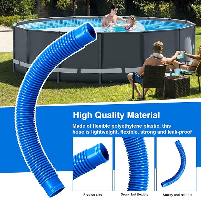 Pool Sand Filter Pump Hose, 1.25" Diameter Pool Filter Hose Replacement for Above Ground Pools, 16 Inch Pool Pump Hoses Compatible with Pump Sand Filter and Saltwater Systems(2 Pack, Blue)
