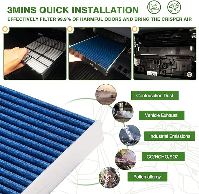 2-PACK HEPA Cabin Air Filter Fits for Toyota Camry/Corolla/4Runner Sienna Tundra RAV4 Lexus RX350 Activated CF10285 Carbon Cabin Filter Replacement Accessories