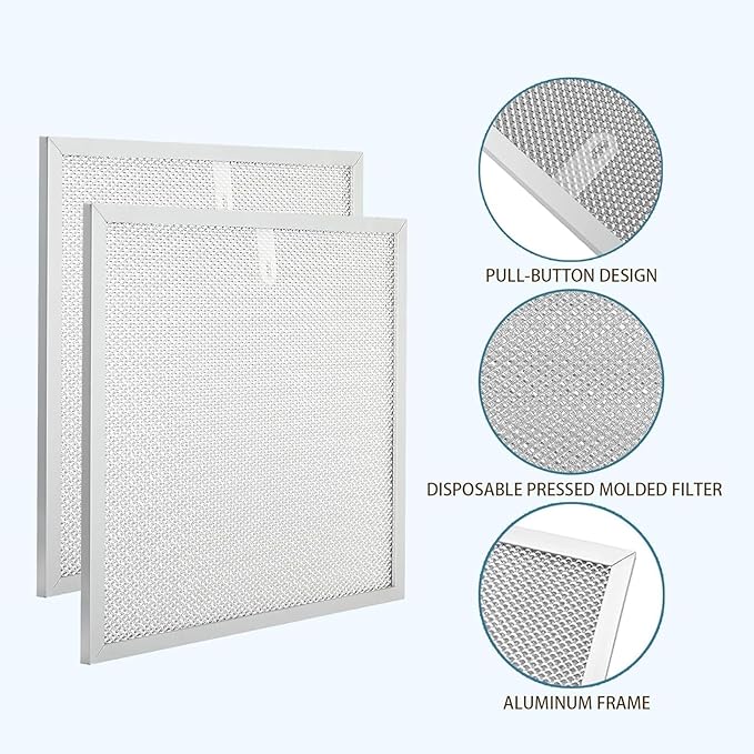 2 Pack S99010430-002 Range Hood Grease Filter Replacement | 15-3/4" x 13-7/8" | Compatible with Broan NuTone & Kenmore Kitchen Vents | High-Airflow Aluminum Mesh for Smoke & Odor Control
