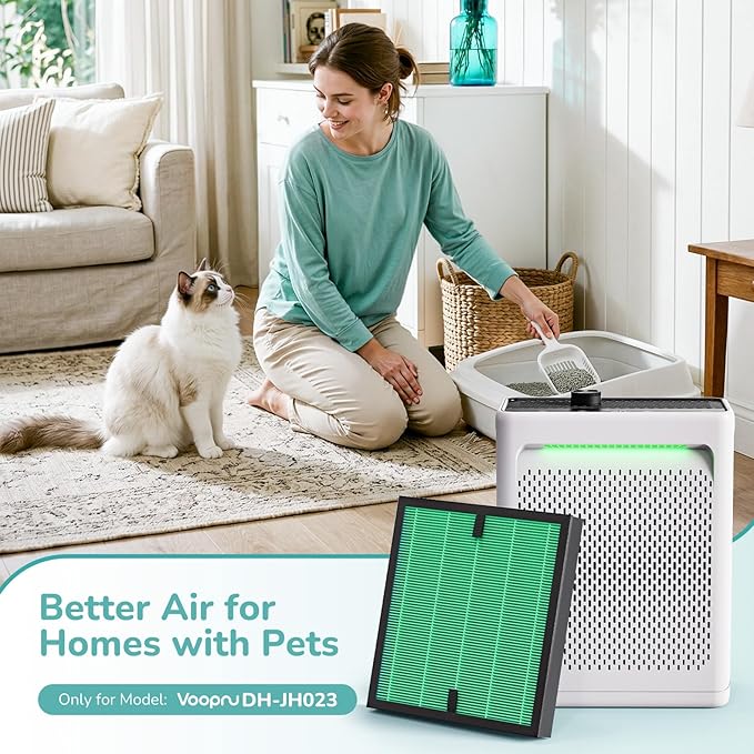 2 Pack Pet-Care Filter for DH-JH023 Air Purifier|4-in-1 Replacement Filter with PetFocused Layer Efficient Activated 99.97% of Aller-gen Pollen Pet Dander Odors More, Pet-Care Green Filter