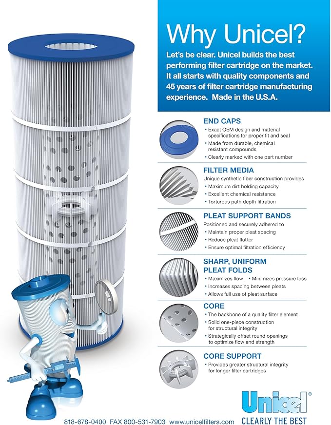 Unicel C-4950 50 Square Foot Media Replacement Pool Hot Tub Spa Filter Cartridge with 212 Pleats (6 Pack)