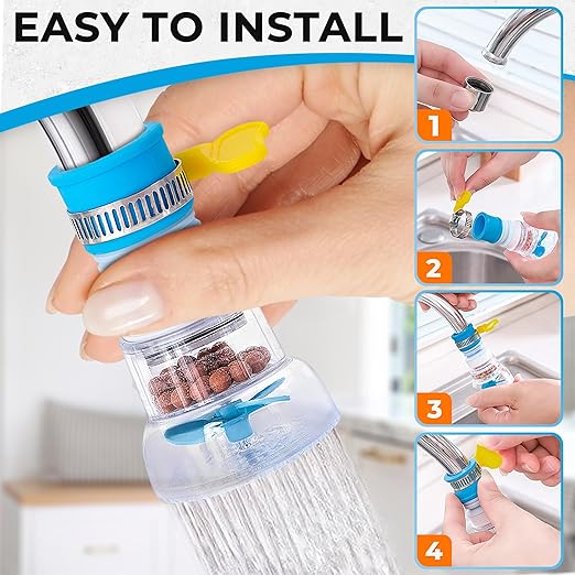 3 Pcs Faucet Filter Set - Water Faucet Extenders 360 Rotating, Adjustable Water Purifier for Sink (0.83 x 2.6 x 1.85), Easy to Install and Store, Reduce Water Waste, Good for Kitchen and Bathroom