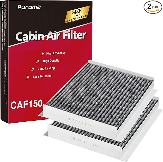 Puroma 2 Pack Cabin Air Filter with Activated Carbon, Replacement for CF12150, 6081C, 12150-C1, Compatible with Ford Expedition, F-150, F-250, F-350, F-450, F-550 Super Duty, Lincoln Navigator