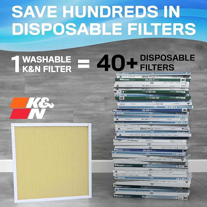 K&N 14x24x1 HVAC Furnace Air Filter, Lasts a Lifetime, Washable, Merv 11, the Last HVAC Filter You Will Ever Buy, Breathe Safely at Home or in the Office, HVC-11424