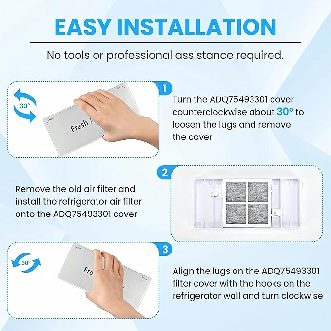 ADQ75493301 Refrigerator Air Filter Cover Replacement Part Compatible with LG Fridge Fresh Air Filter Housing Case Assembly Replaces AP6887594 PS12724761 Fits LRFXC2416S LRMVS3006S