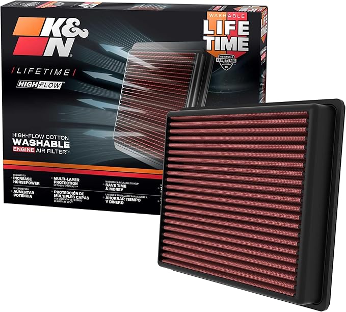 K&N High-Flow Original Lifetime Engine Air Filter: Increase Power: Premium, Washable: Compatible with 2022-2026 TOYOTA: Sequoia, Tundra, 33-5129