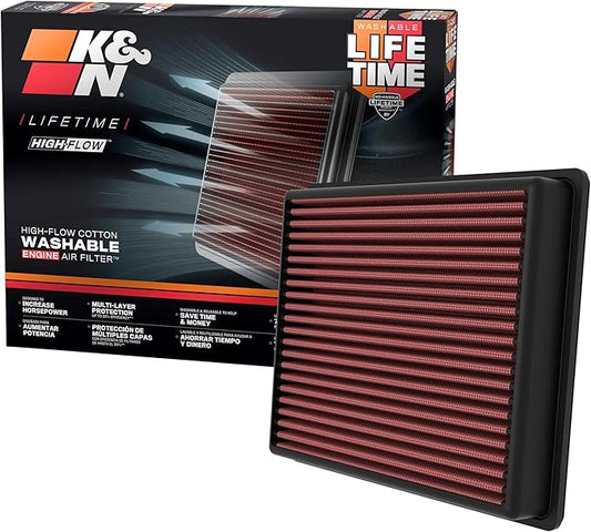 K&N High-Flow Original Lifetime Engine Air Filter: Increase Power: Premium, Washable: Compatible with 2022-2026 TOYOTA: Sequoia, Tundra, 33-5129